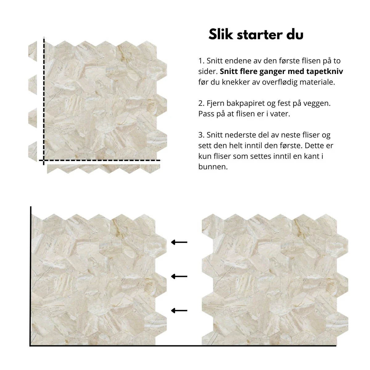 10-pk Grace hexagon selvklebende veggfliser - Image 11