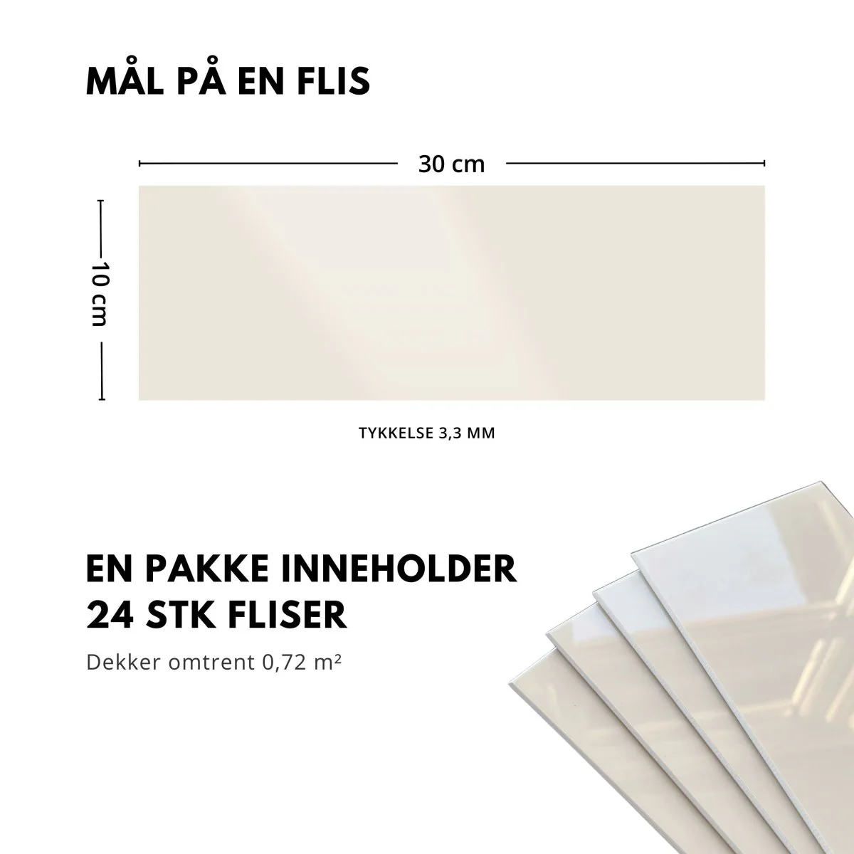 24-pk Hailey beige selvklebende veggfliser - Image 9