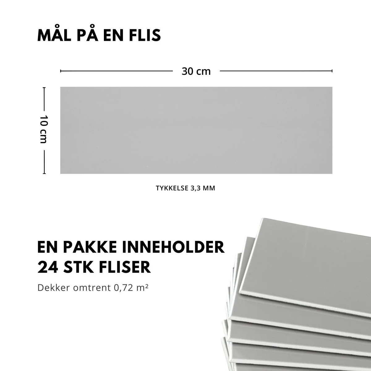24-pk Hailey grå selvklebende veggfliser - Image 3