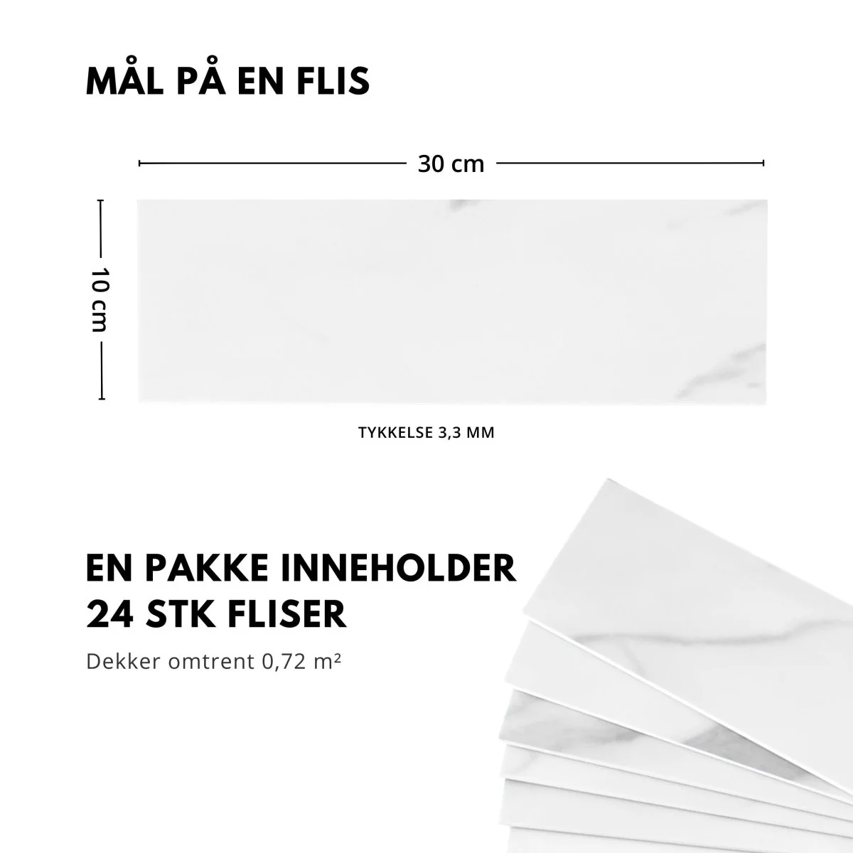 24-pk Hailey marmor selvklebende veggfliser - Image 2