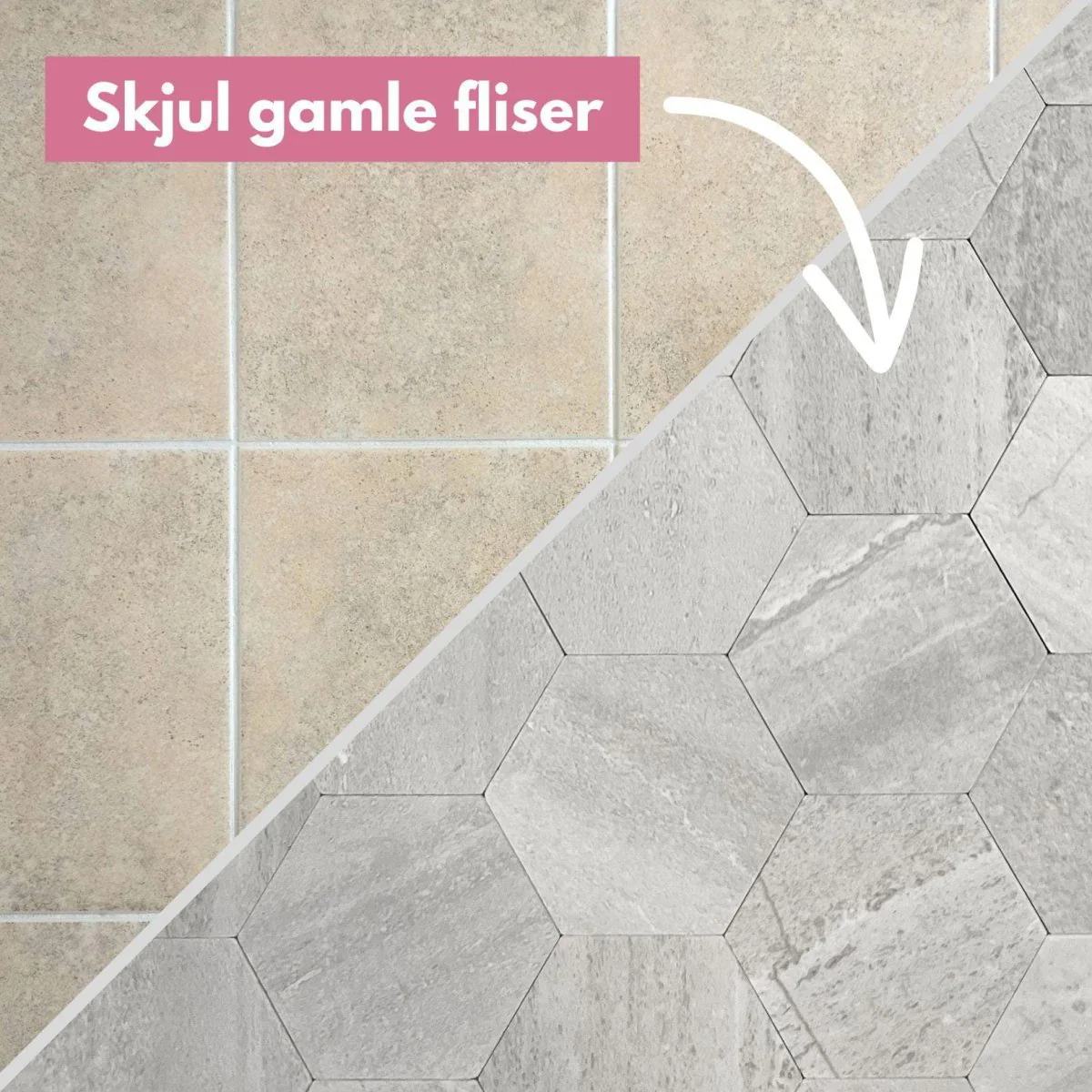 10-pk Hexagon lysegrå betong selvklebende veggfliser - Image 4