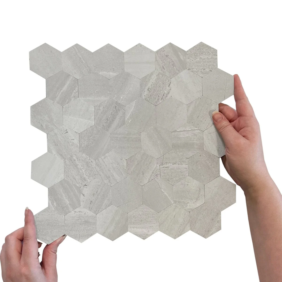 10-pk Hexagon lysegrå betong selvklebende veggfliser - Image 8