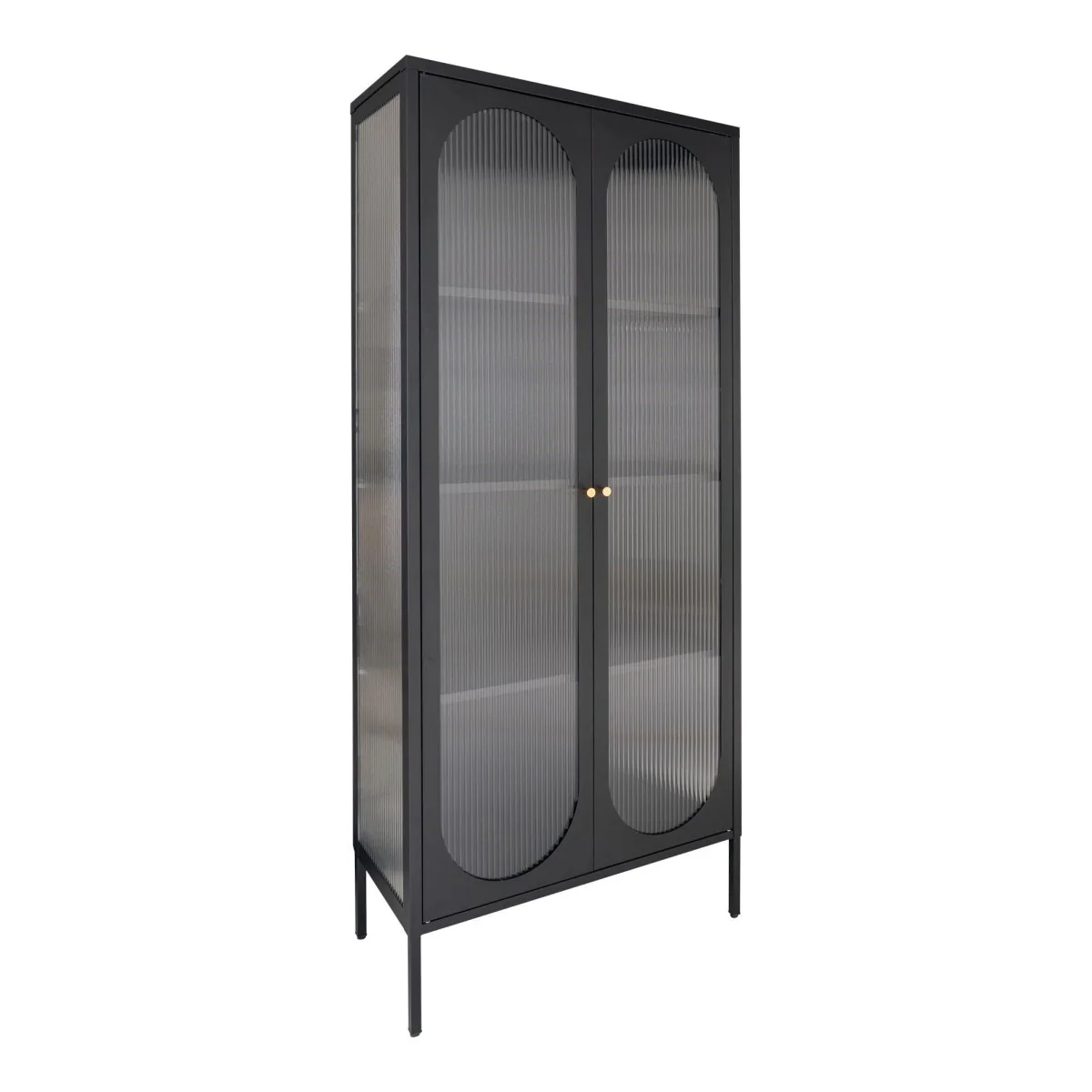 Adelaide vitrineskap rillet glass sort 80 x 35 x 180 cm - Image 2
