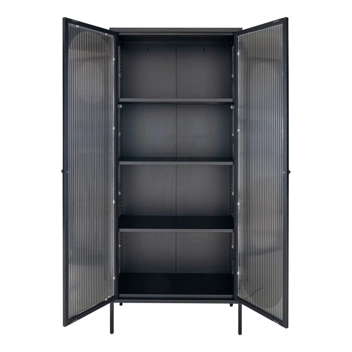 Adelaide vitrineskap rillet glass sort 80 x 35 x 180 cm - Image 4