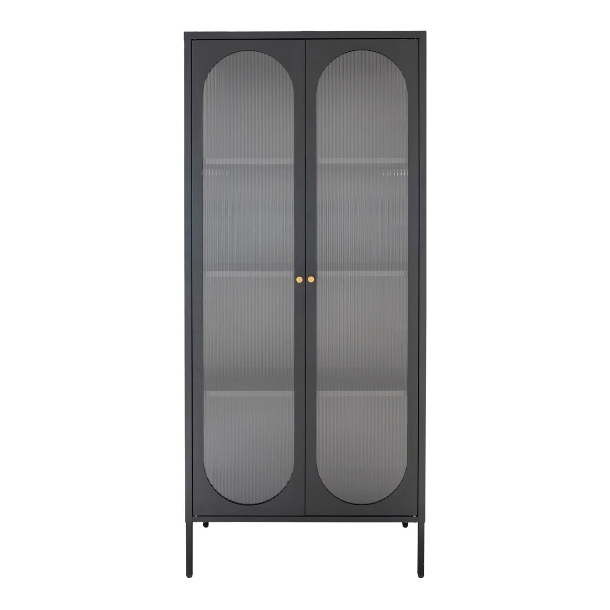 Adelaide vitrineskap rillet glass sort 80 x 35 x 180 cm - Image 6