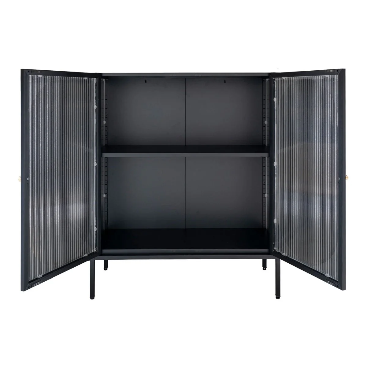 Adelaide vitrineskap rillet glass sort 90 x 35 x 120cm - Image 5
