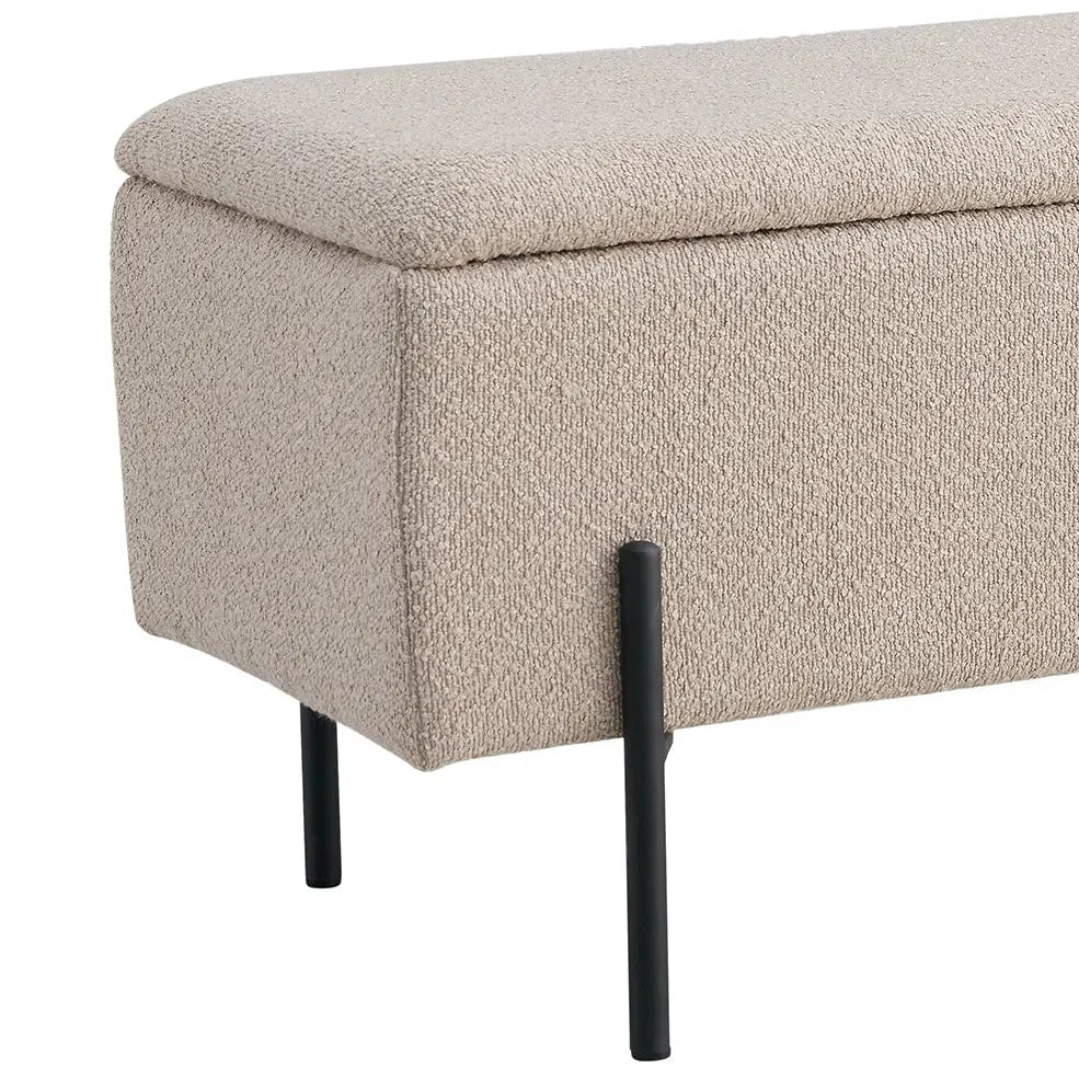 Watford benk med oppbevaring bouclé beige 95 cm - Image 5