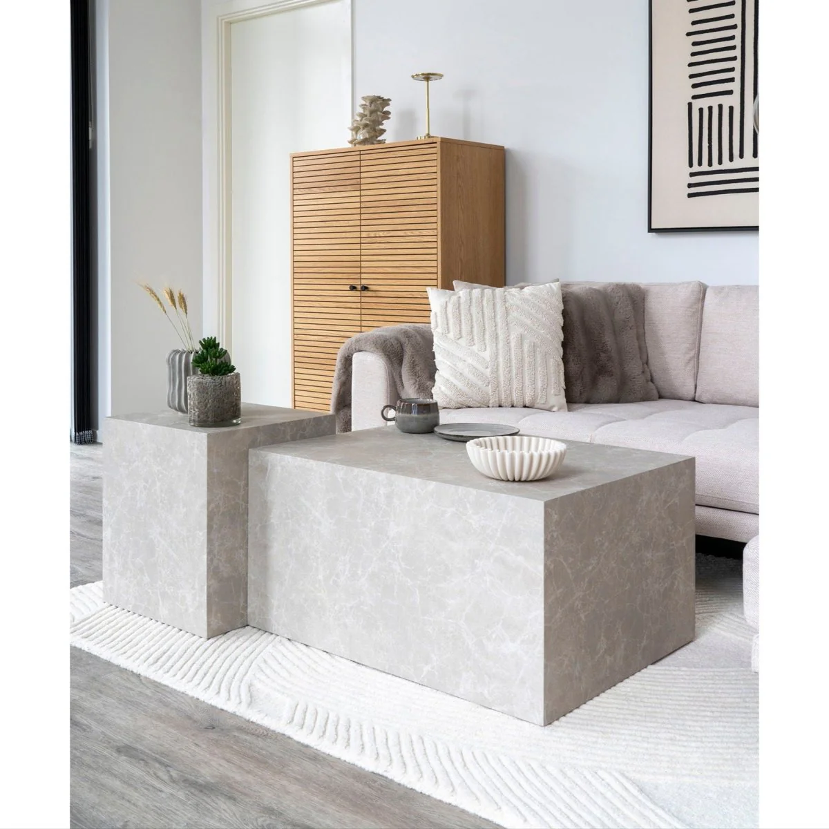 Prague sofabord beige 60 x 80 x 40 cm