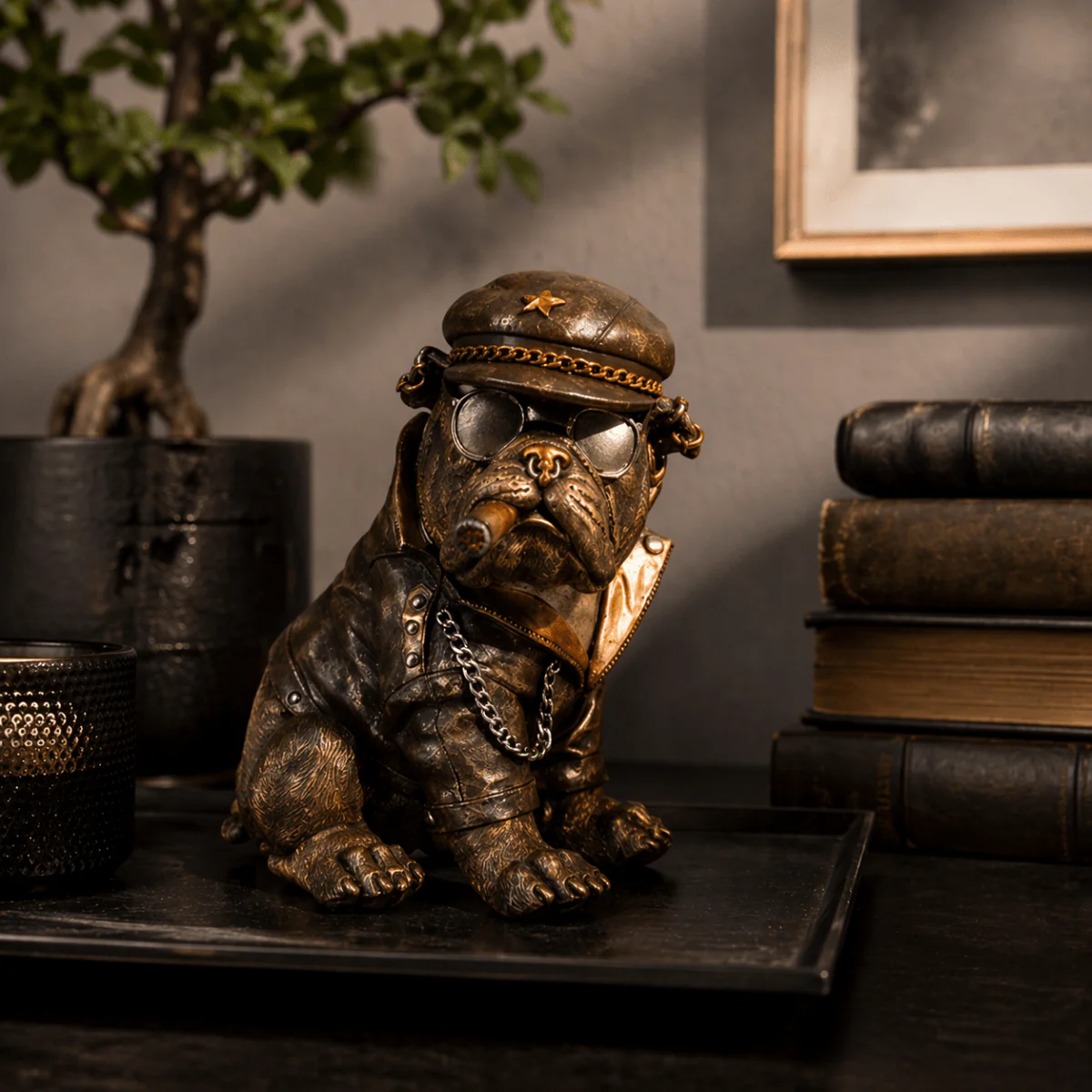 Bulldog med sigar dekorfigur