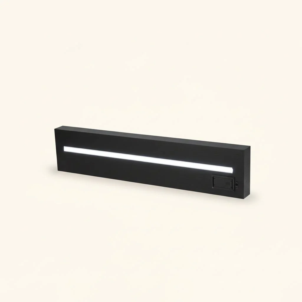 Hylle med LED-lys sort - Image 4