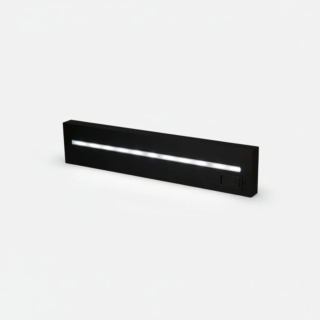 Hylle med LED-lys sort - Image 5