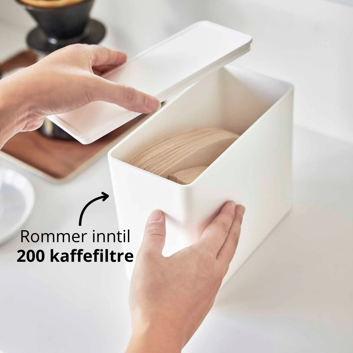 Oppbevaringsboks til kaffefilter og kapsler hvit 1,9L - Image 5