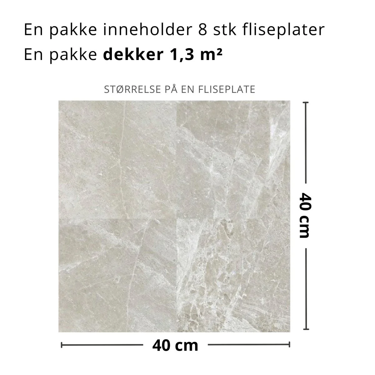 8-pk Kalk beige selvklebende fliser - Image 6