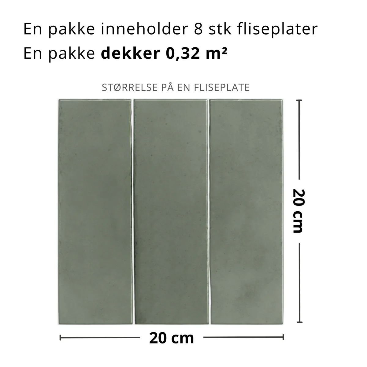 8-pk Katja olivengrønn selvklebende fliser - Image 2