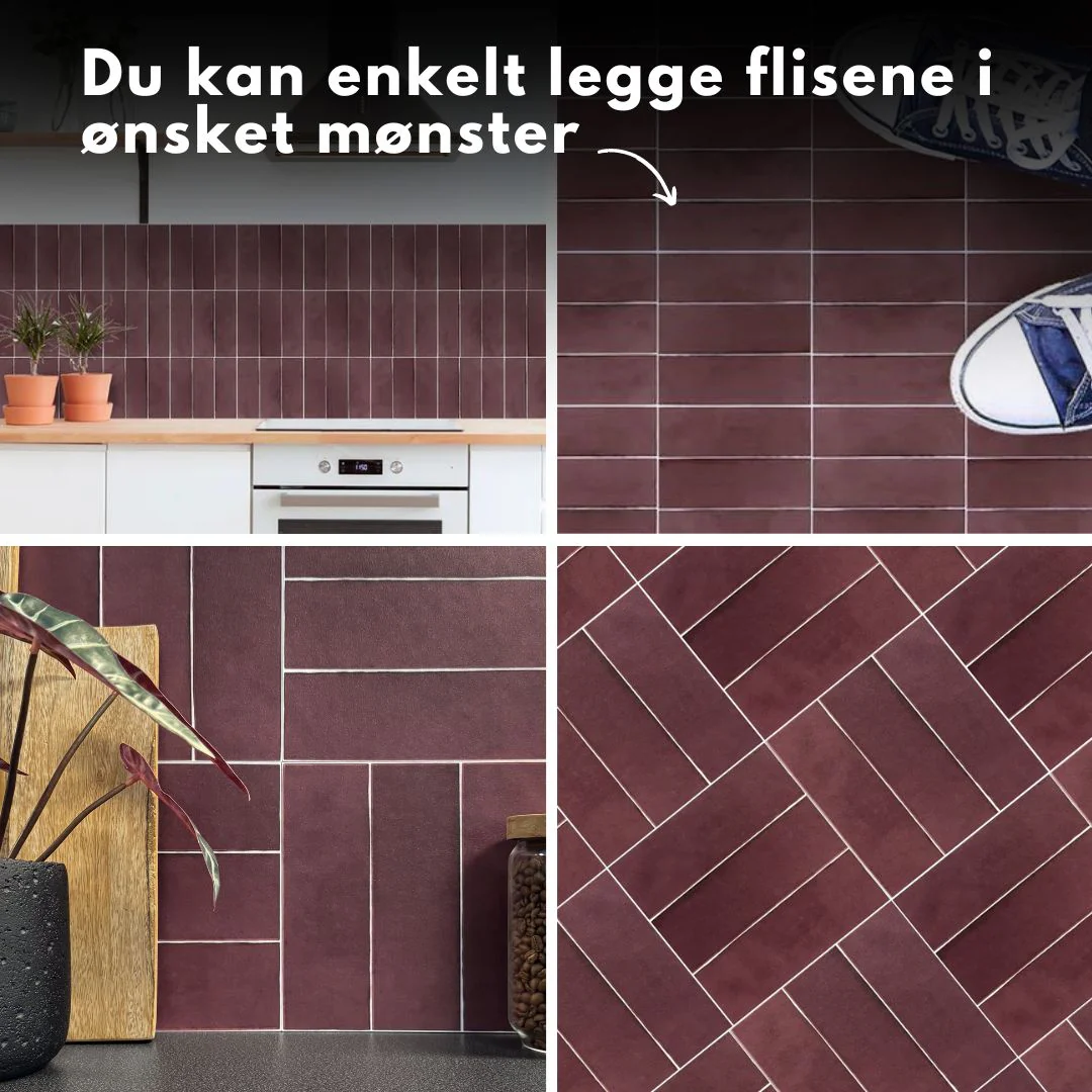 8-pk Katja vinrød selvklebende fliser - Image 6