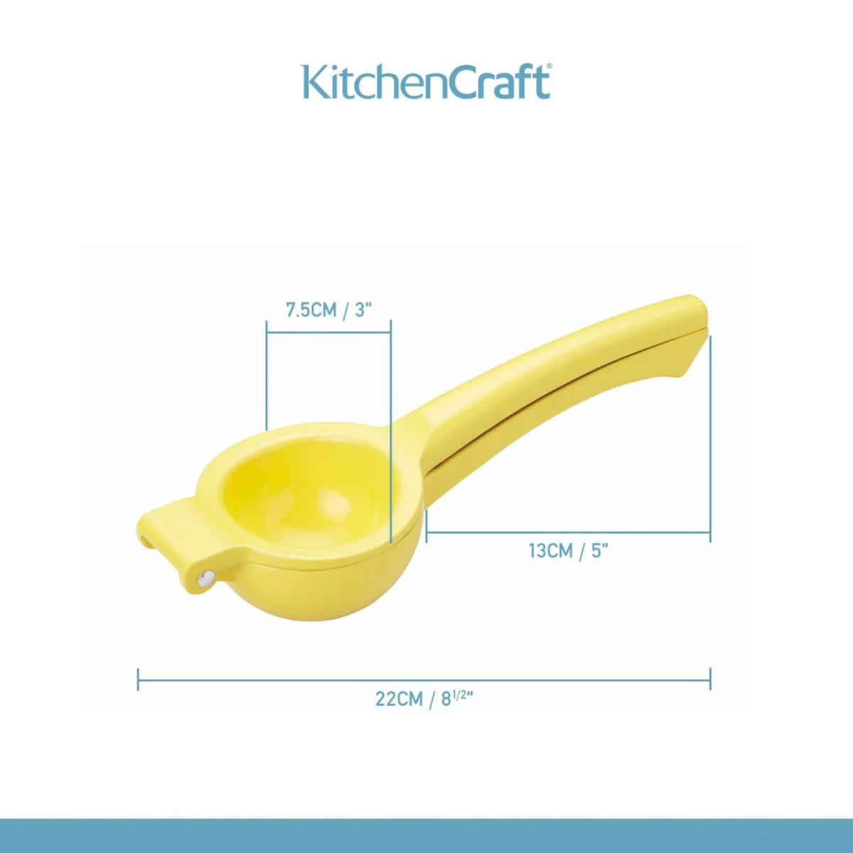 KitchenCraft Sitronpresse i metall gul 22,5 cm - Image 3