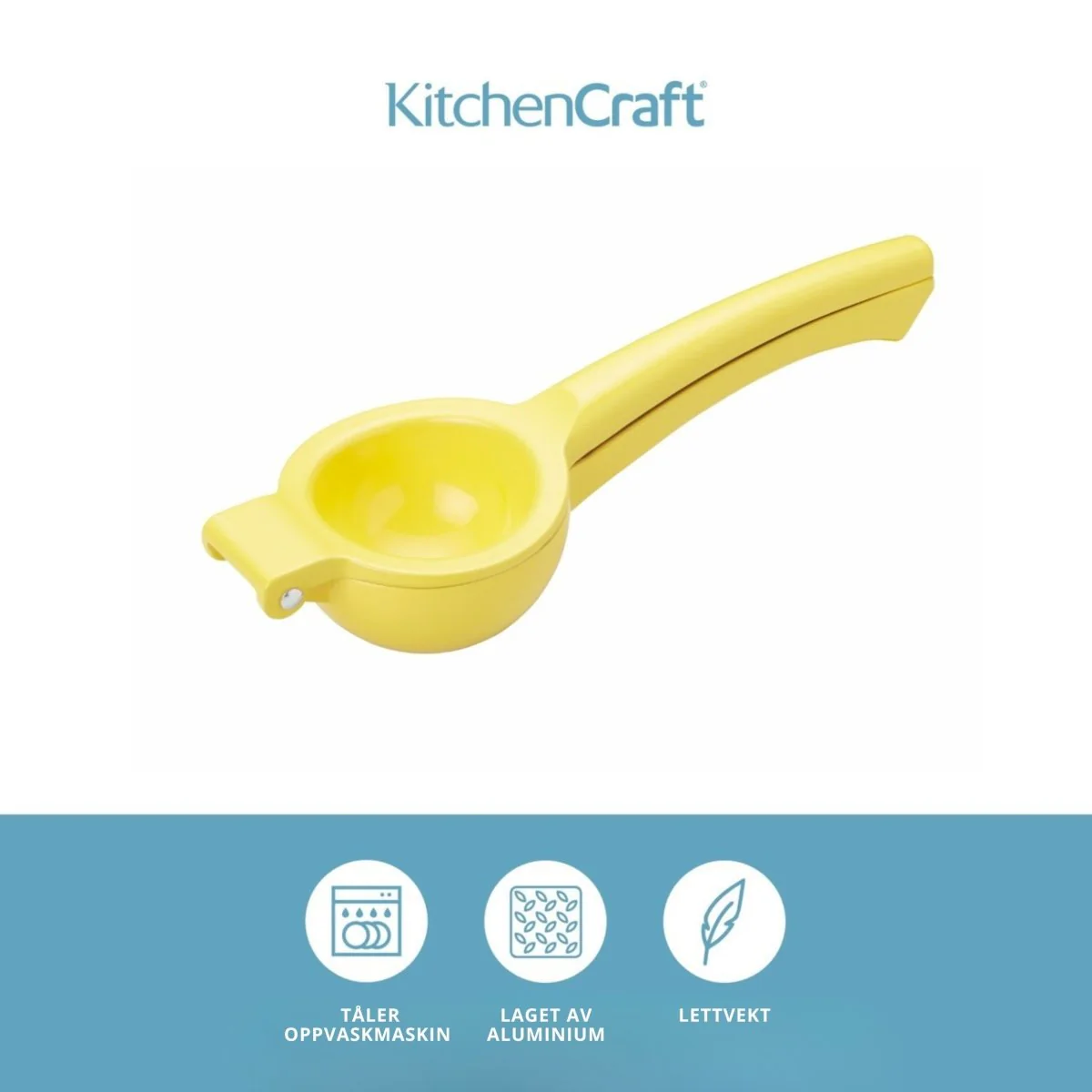 KitchenCraft Sitronpresse i metall gul 22,5 cm - Image 5