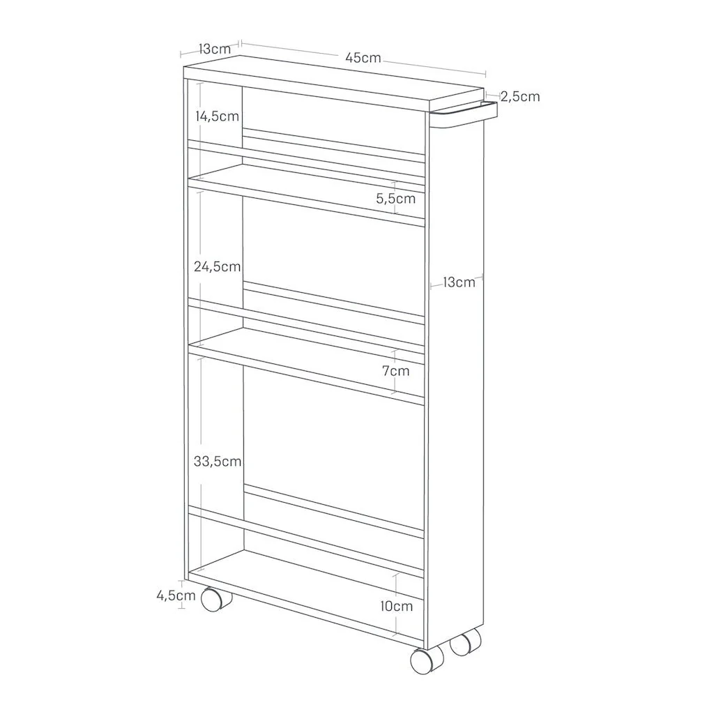 Kjøkkenvogn med håndtak sort - Image 6
