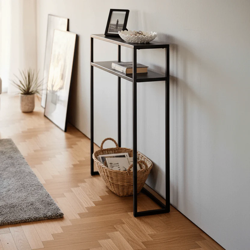 Konsollbord sort med hylle 60 x 80,2 cm - Image 3