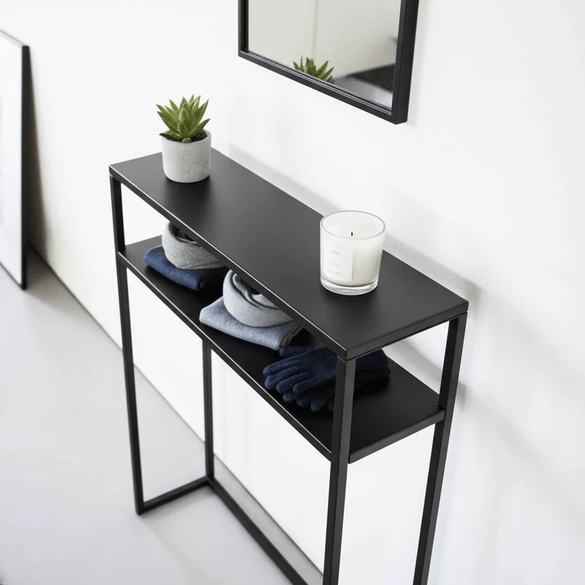 Konsollbord sort med hylle 60 x 80,2 cm - Image 6