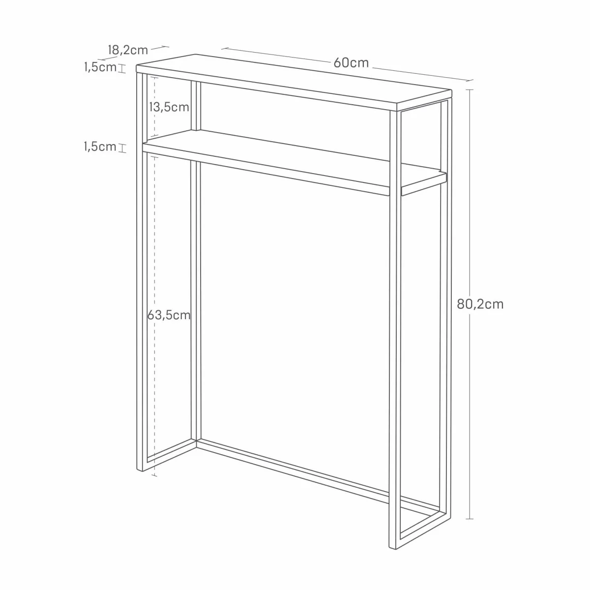 Konsollbord sort med hylle 60 x 80,2 cm - Image 9