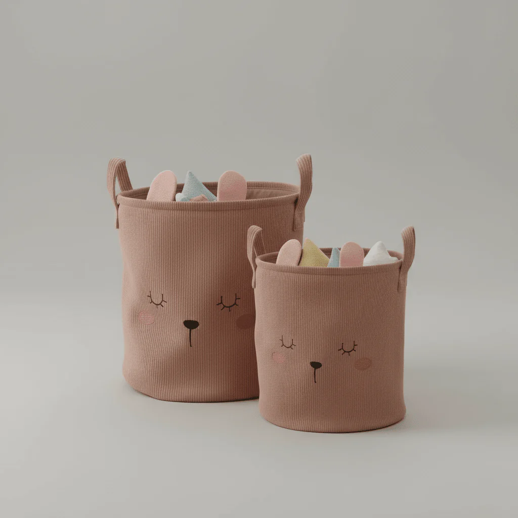 2-pk Stoffkurv med dyremotiv rosa - Image 3