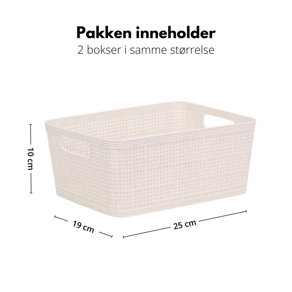 2-pk Oppbevaringskurv sandfarget 25 x 19 x 10 cm - Image 4