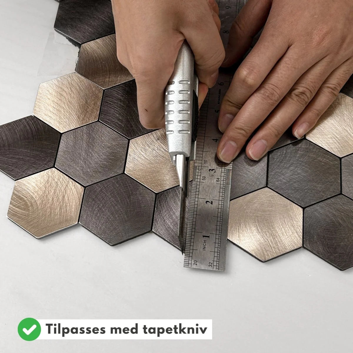 10-pk Latte hexagon selvklebende veggfliser - Image 2