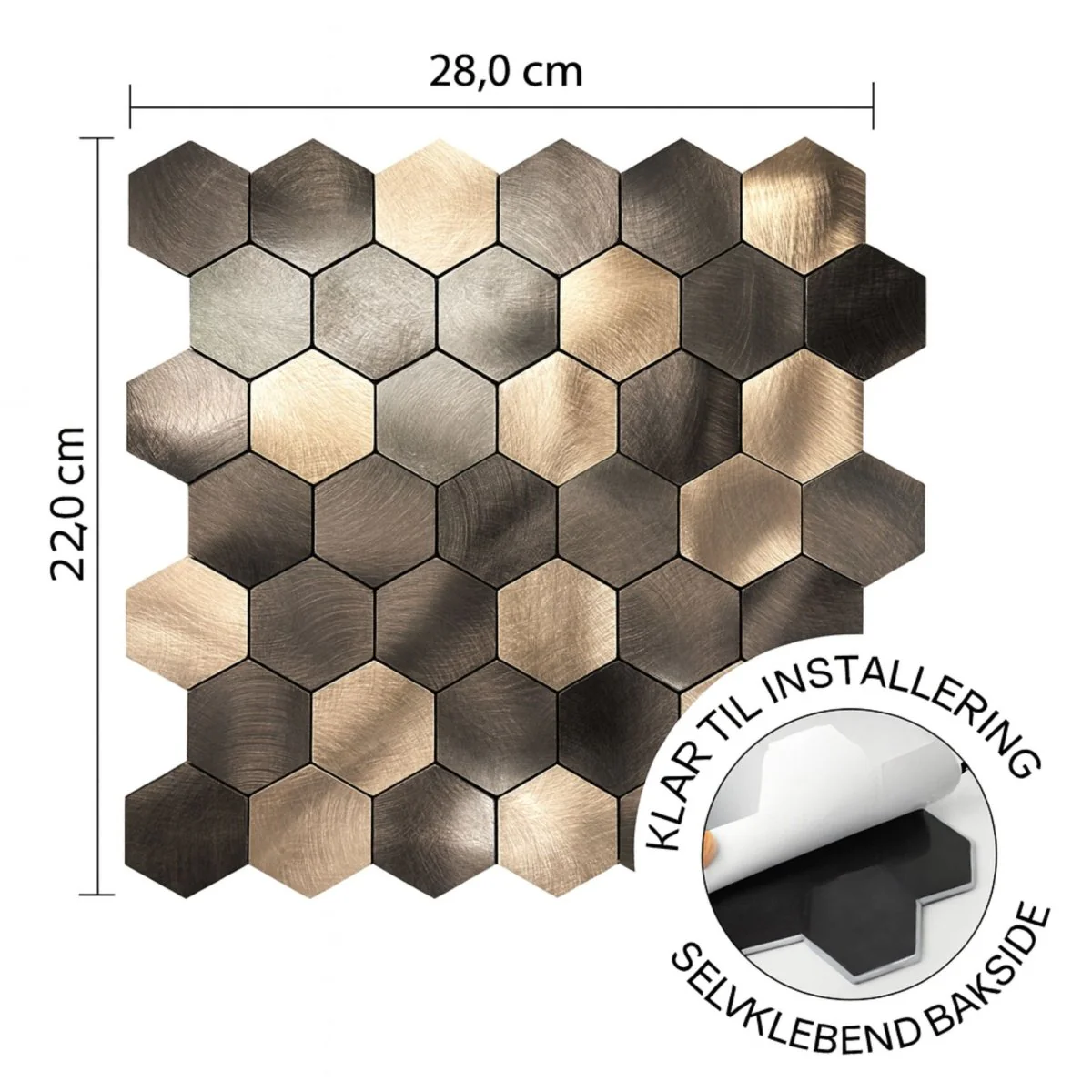 10-pk Latte hexagon selvklebende veggfliser - Image 5