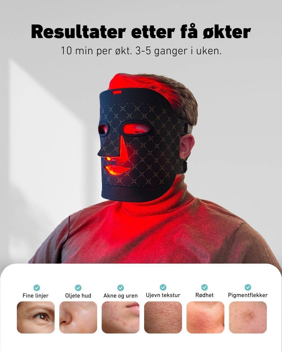 LED-lysmaske til ansikt mot akne, rynker og pigmentflekker - Image 3