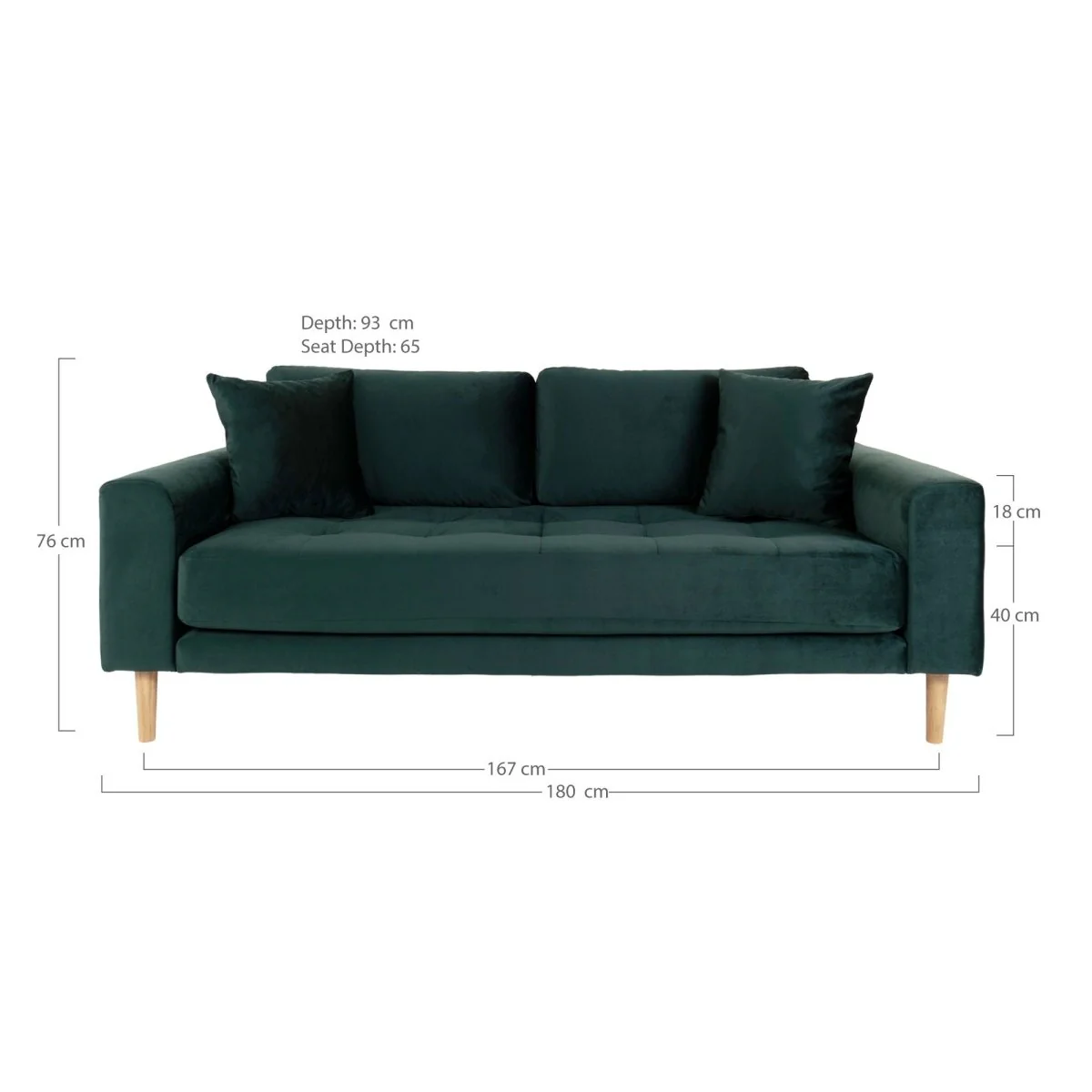 Lido 2,5 seters sofa mørkegrønn - Image 4