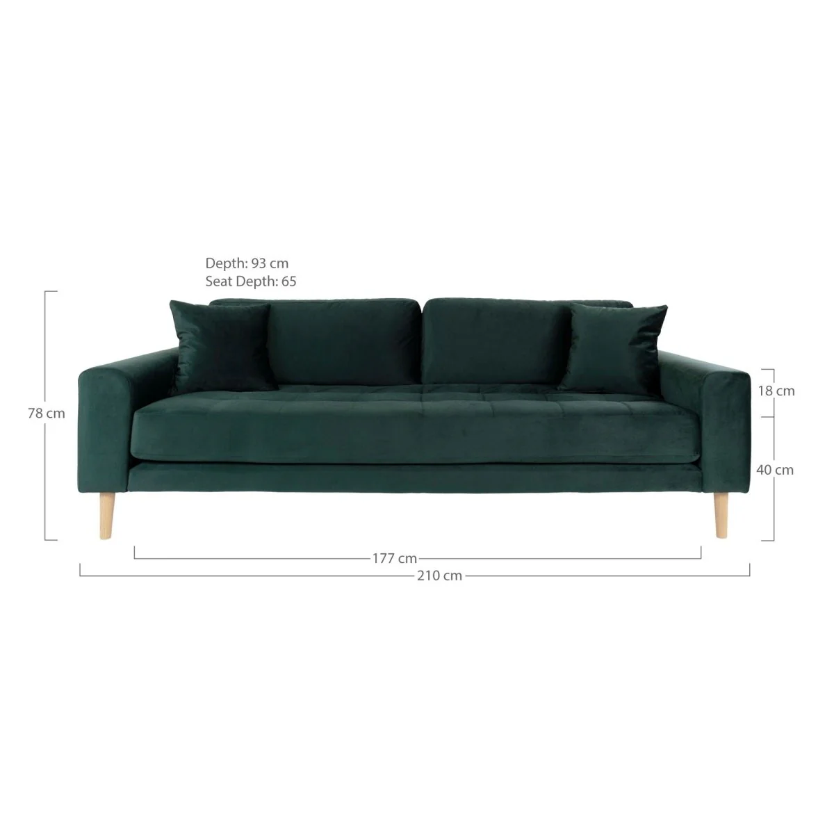 Lido 3 seters sofa mørkegrønn - Image 3