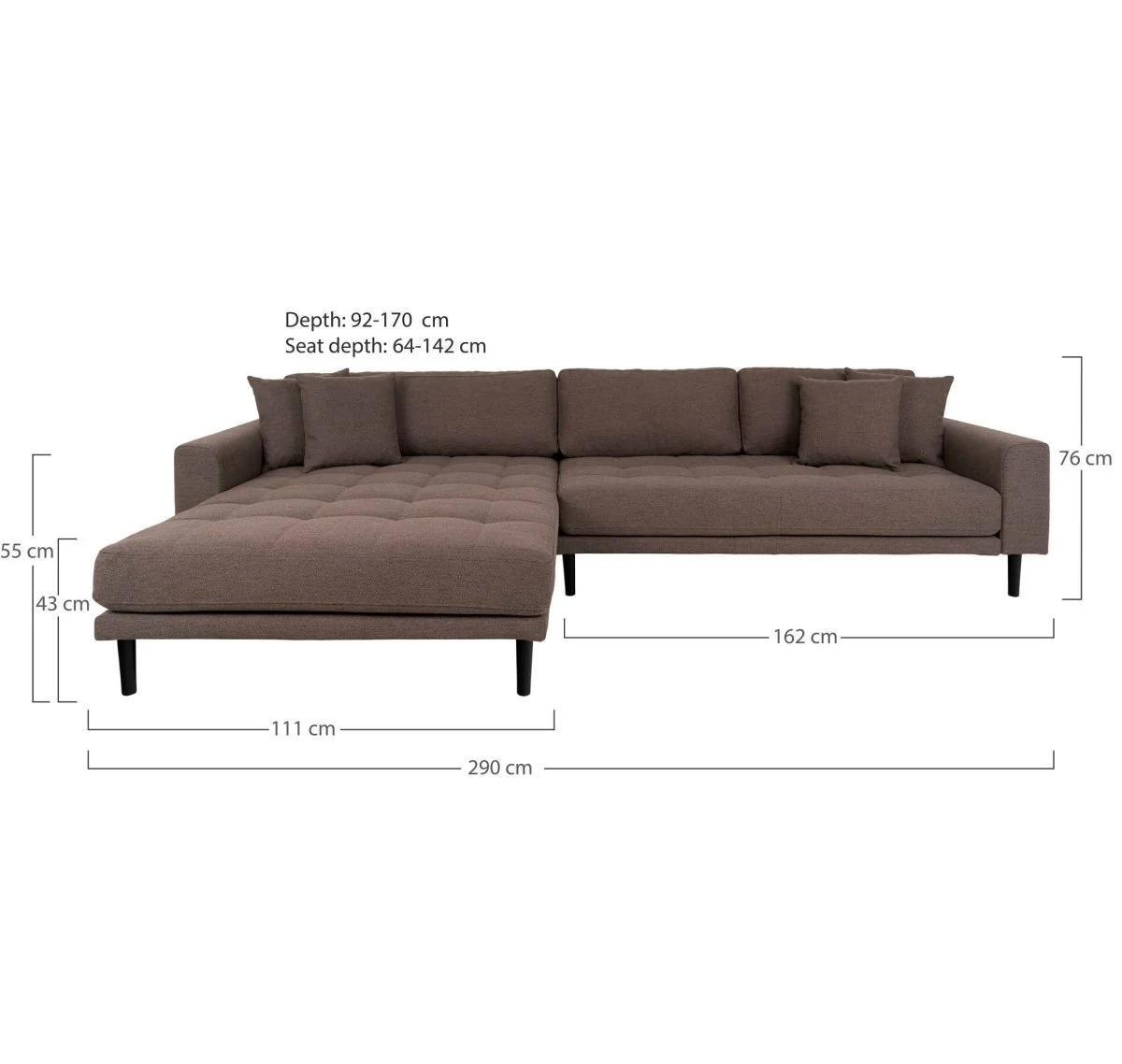 Lido Lounge sofa brun, venstrevendt - Image 6