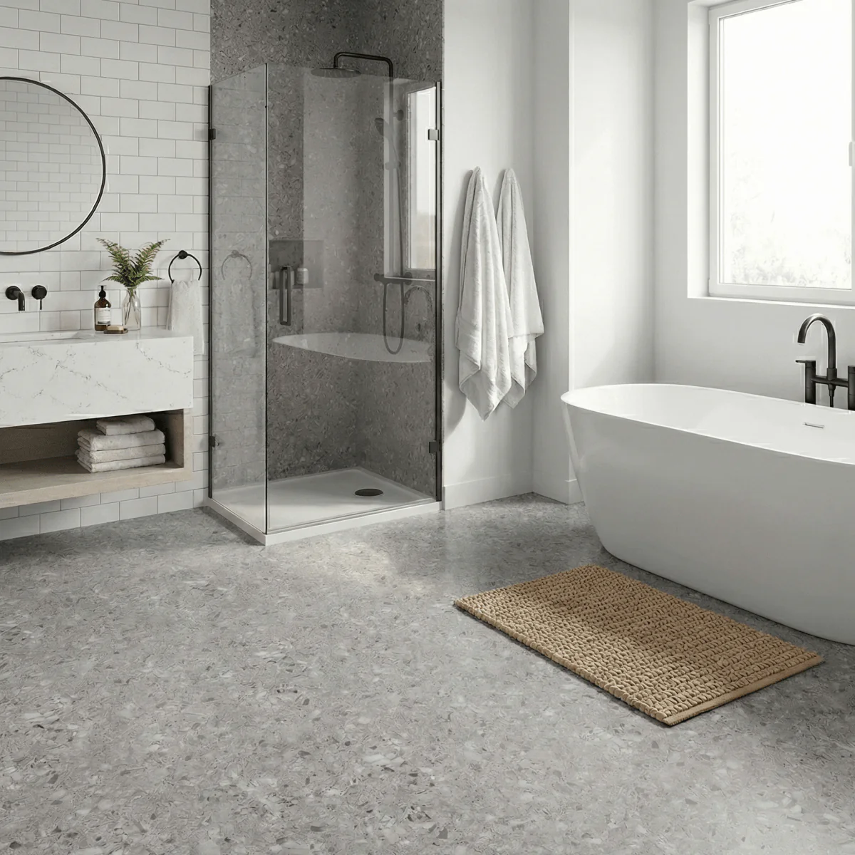 8-pk Lisboa Terrazzo grå selvklebende fliser