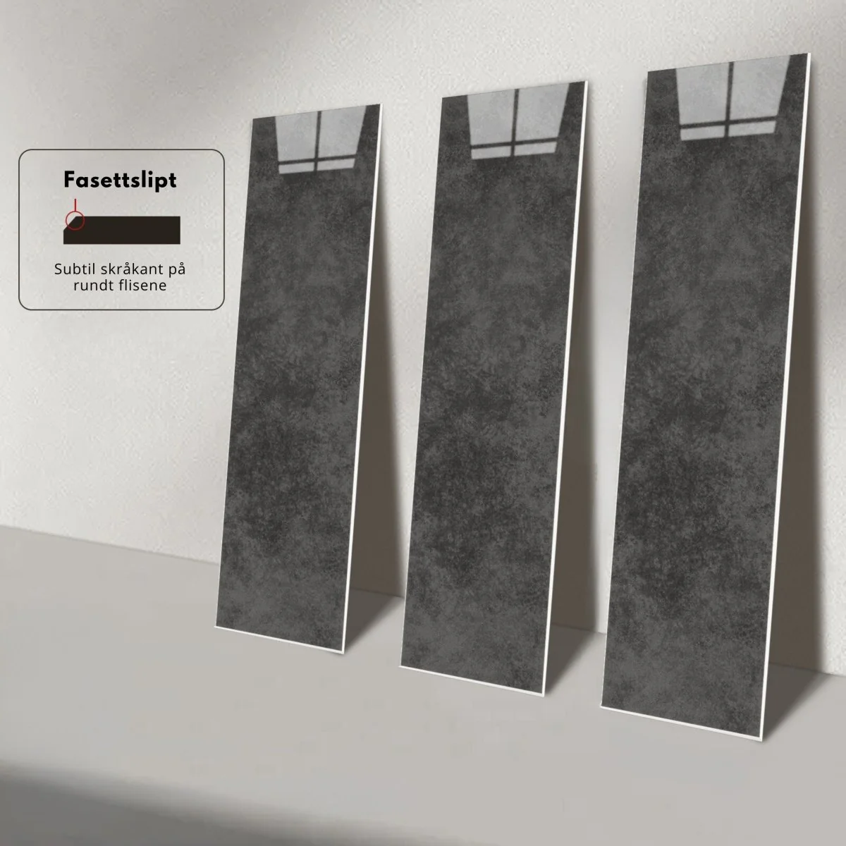 24-pk Louise gloss antrasitt selvklebende veggfliser - Image 3