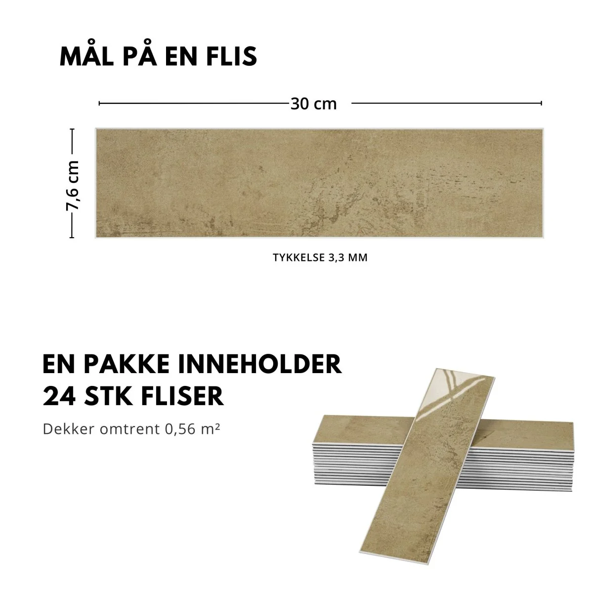 24-pk Louise gloss beige selvklebende veggfliser - Image 5