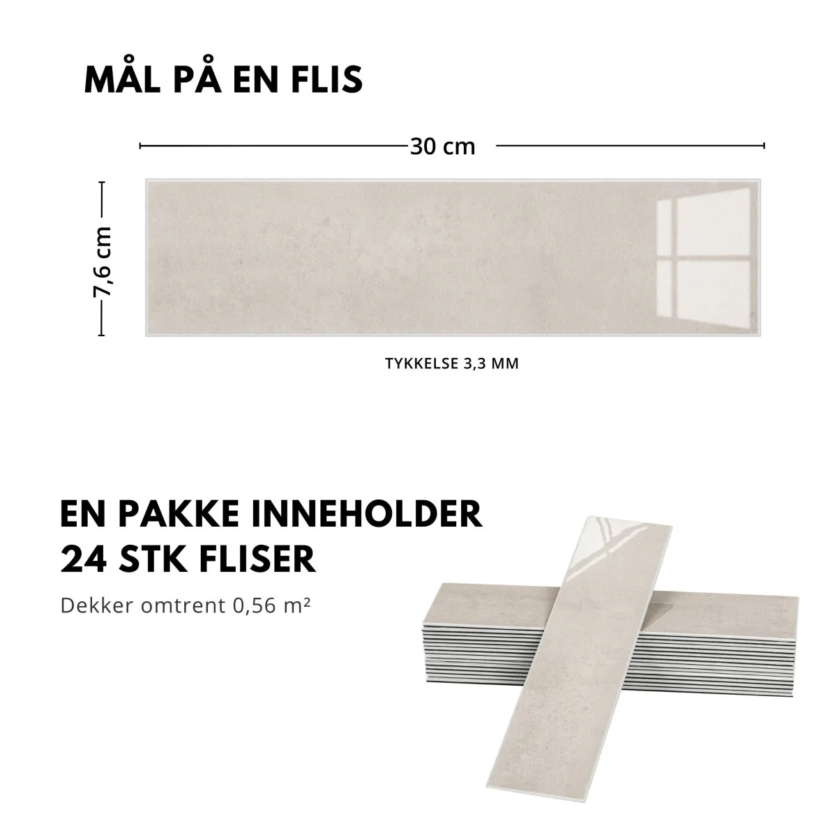24-pk Louise gloss creme selvklebende veggfliser - Image 2
