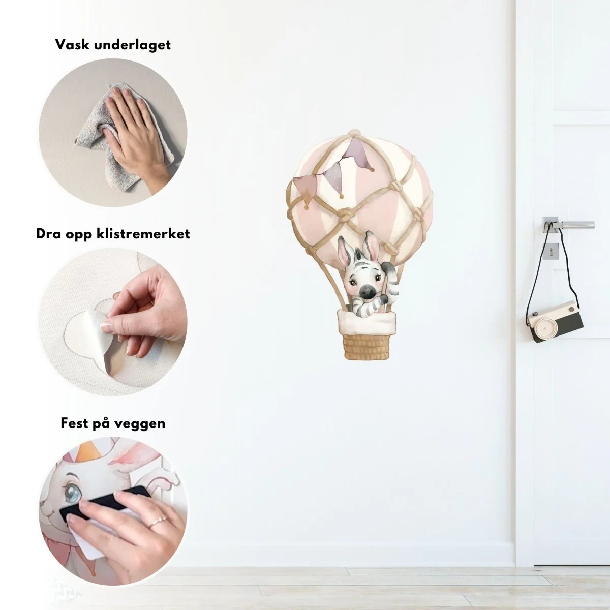 Luftballong klistremerke, rosa - Image 4