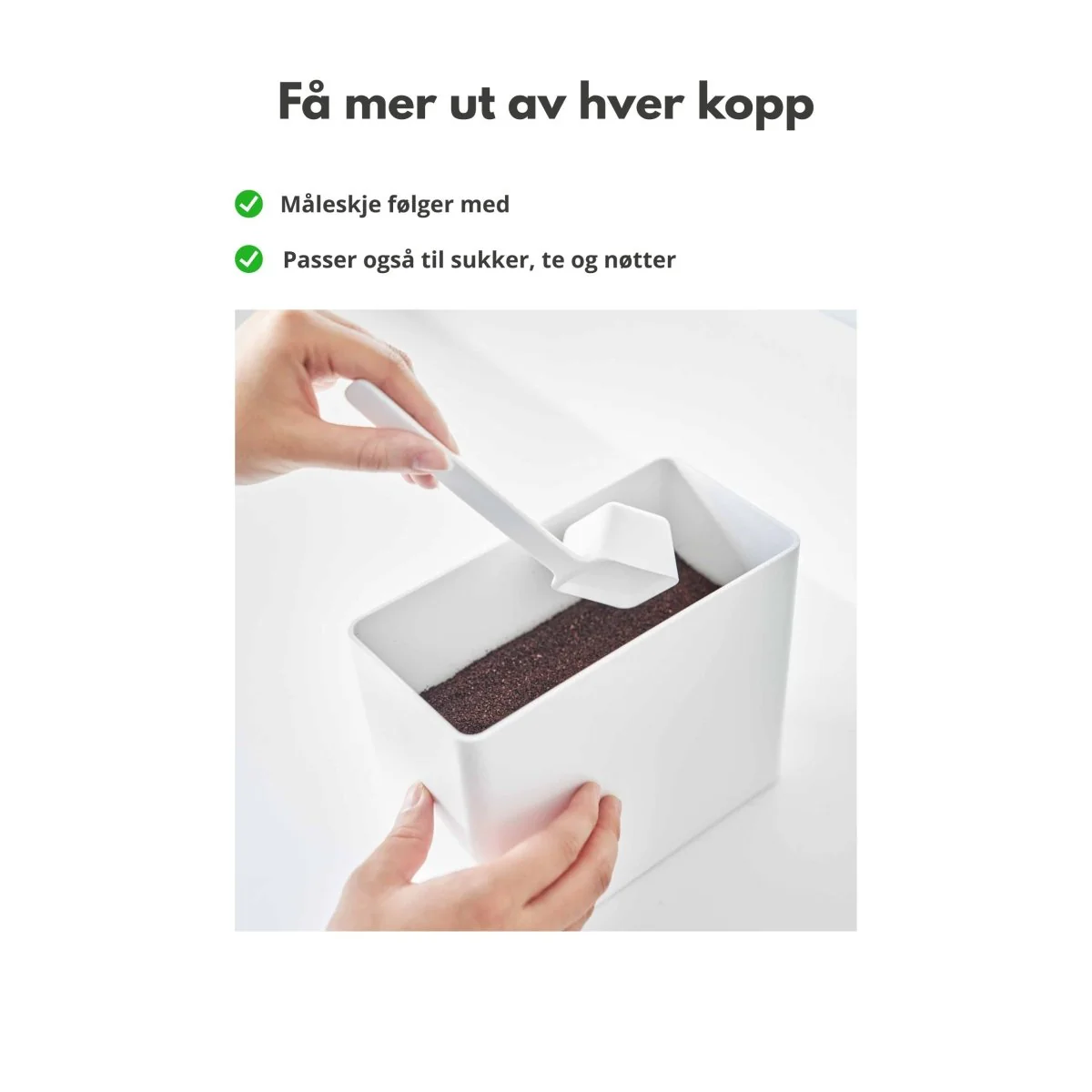 Lufttett kaffeboks 1,6L med måleskje hvit 18,4 x 15,4 cm - Image 5