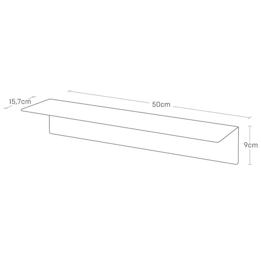 Vegghylle i sort metall 50 x 15,7 cm - Image 4