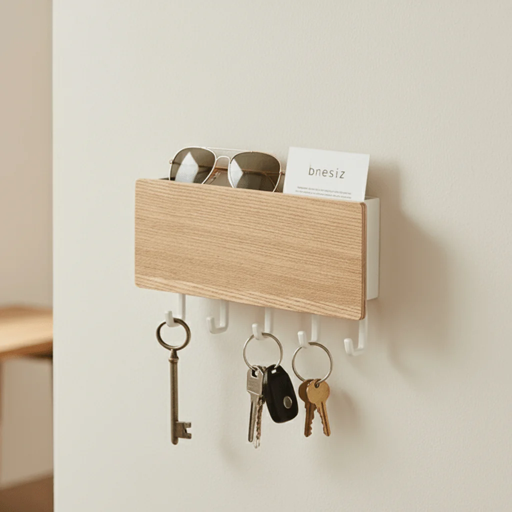 Magnetisk veggmontert nøkkelholder hvit