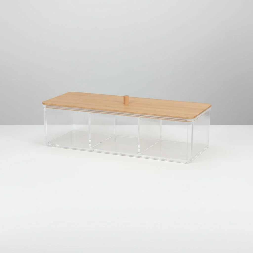 Oppbevaringsboks med bambuslokk 23 x 9,5 x 6,5 cm - Image 4