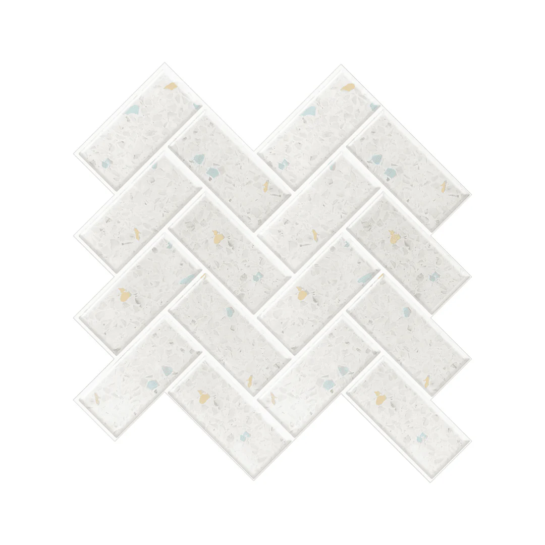 10-pk Terrazzo fiskebein selvklebende veggfliser - Image 2
