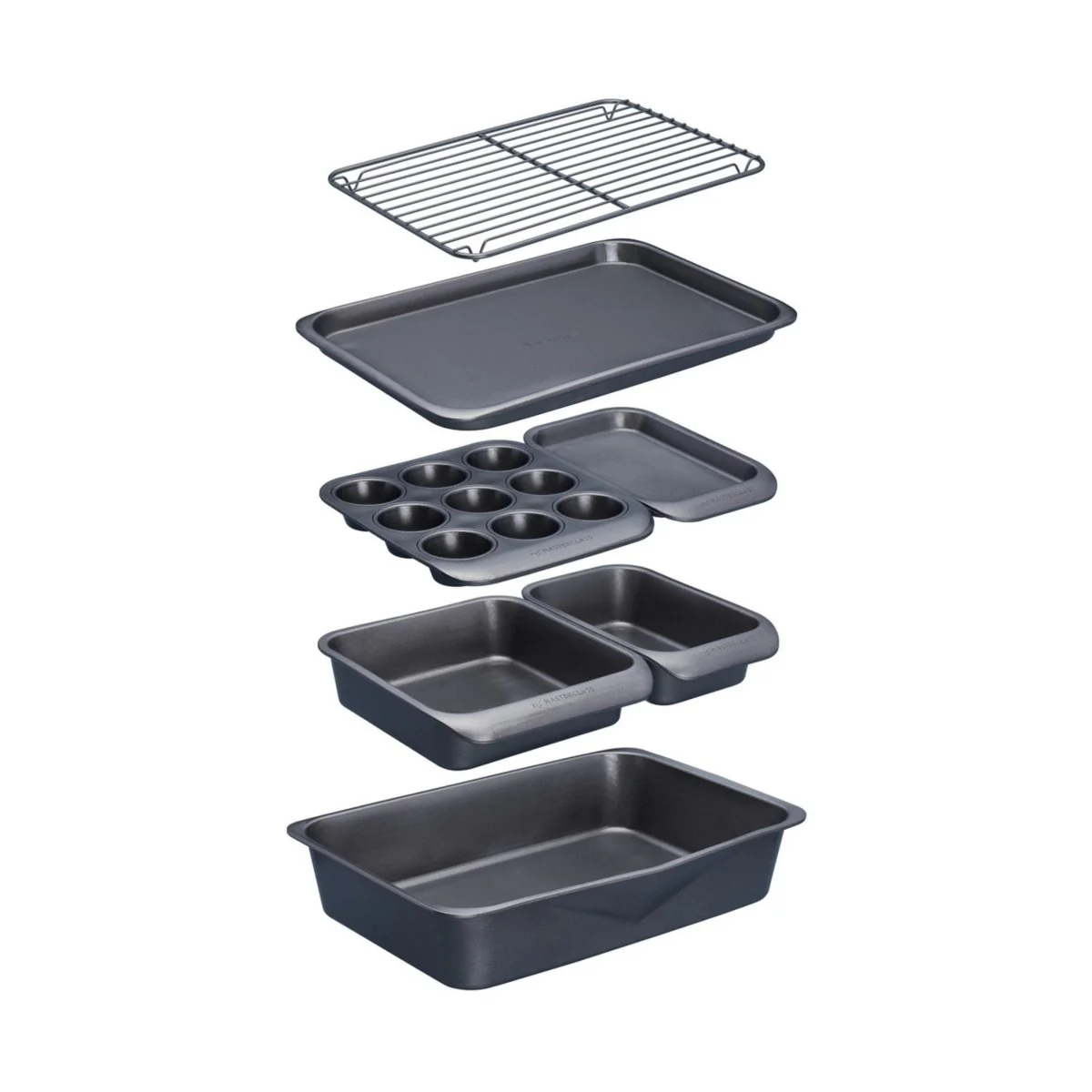 7-pk bakeformsett non-stick, stabelbar