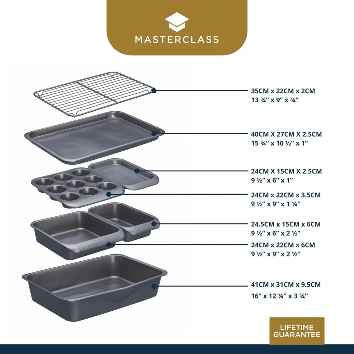7-pk bakeformsett non-stick, stabelbar - Image 5