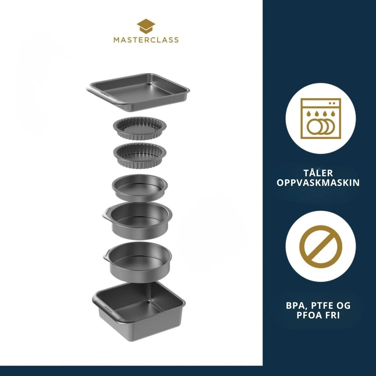 7-pk nonstick bake- og stekesett, stabelbar - Image 4