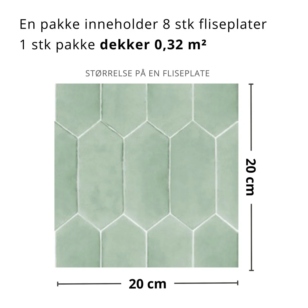 8-pk Mathilde lys grønn selvklebende fliser - Image 3