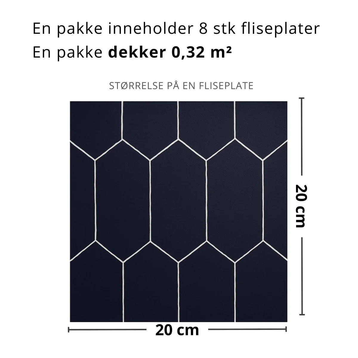 8-pk Mathilde Mørkeblå selvklebende fliser - Image 2