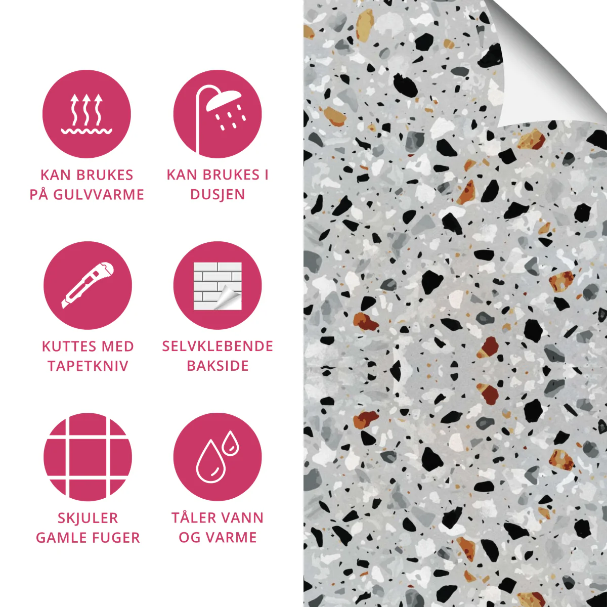 8-pk Milano Terrazzo selvklebende fliser - Image 2