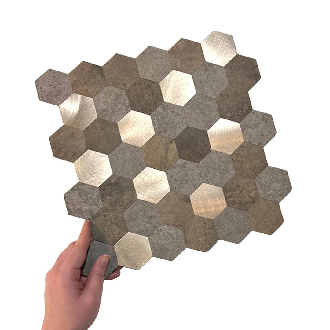 10-pk Mocca hexagon selvklebende veggfliser - Image 3
